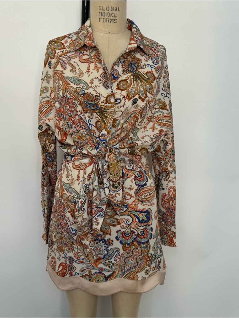 Vici Cream Paisley Tie-Waist Tunic with Multicolor Accents